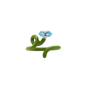 Baby Vine Tenrdil 9K Gold Ring w. Topaz