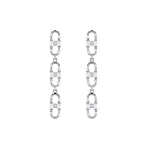 Baguette Paper Clip Black Ruthenium on Silver Earrings w. Zirconia