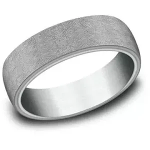 Benchmark 14K White Gold and Tantalum 6.5mm Wedding Band