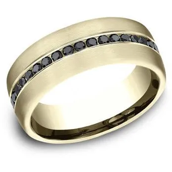 Benchmark 14k Yellow Gold 7.5mm Black Diamond Wedding Band