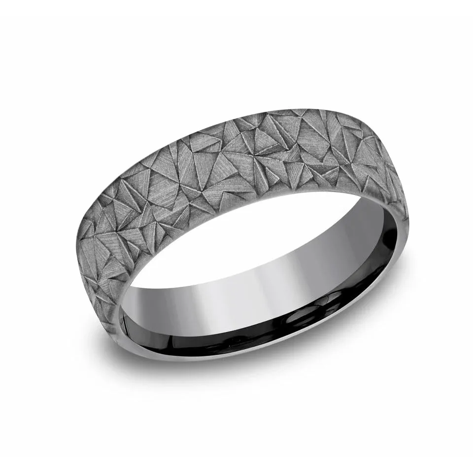 Benchmark 6.5mm Kaleidoscope Pattern Tantalum Wedding Band