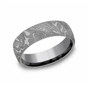 Benchmark 6.5mm Wild Design Tamascus Wedding Band