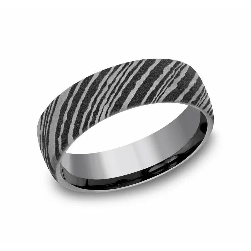 Benchmark 6.5mm Wood Grain Tamascus Wedding Band