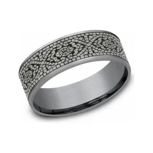 Benchmark 7.5mm Mosaic Pattern Tantalum Wedding Band