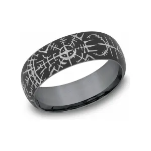 Benchmark 8mm Viking Compass Design Wedding Band