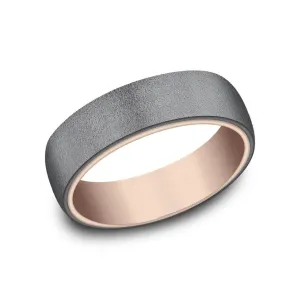 Benchmark Tantalum and 14k Rose Gold 6.5mm Wedding Band