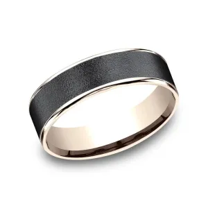 Benchmark Tantalum and 14k Rose Gold 6.5mm Wedding Band