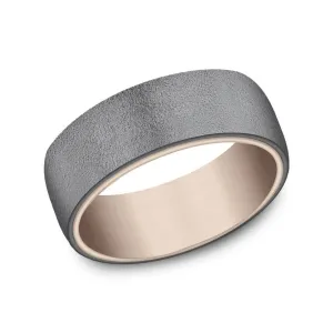 Benchmark Tantalum and 14k Rose Gold 8mm Wedding Band