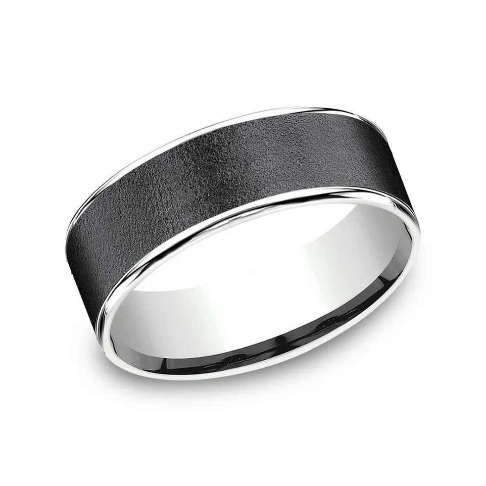 Benchmark Tantalum and 14k White Gold 7.5mm Wedding Band