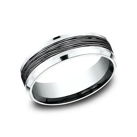 Benchmark Tantalum and 14k White Gold 7mm Wedding Band