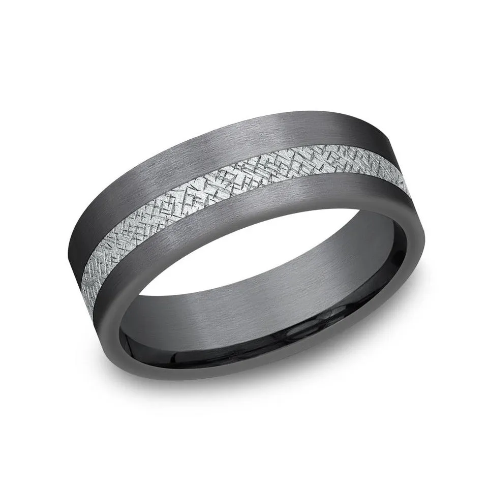 Benchmark Tantalum and 14k White Gold 7mm Wedding Band