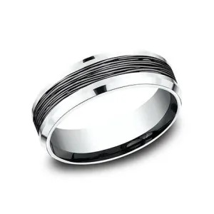 Benchmark Tantalum and 14k White Gold 7mm Wedding Band