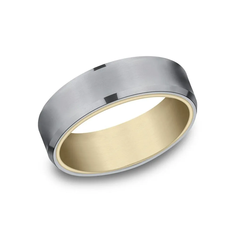 Benchmark Tantalum and 14k Yellow Gold 6.5 mm Wedding Band