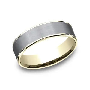 Benchmark Tantalum and 14k Yellow Gold 6.5mm Wedding Band