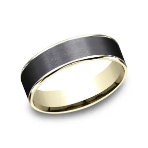 Benchmark Tantalum and 14k Yellow Gold 6.5mm Wedding Band