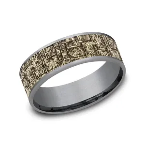 Benchmark Tantalum and 14k Yellow Gold 7.5mm Bamboo Wedding Band