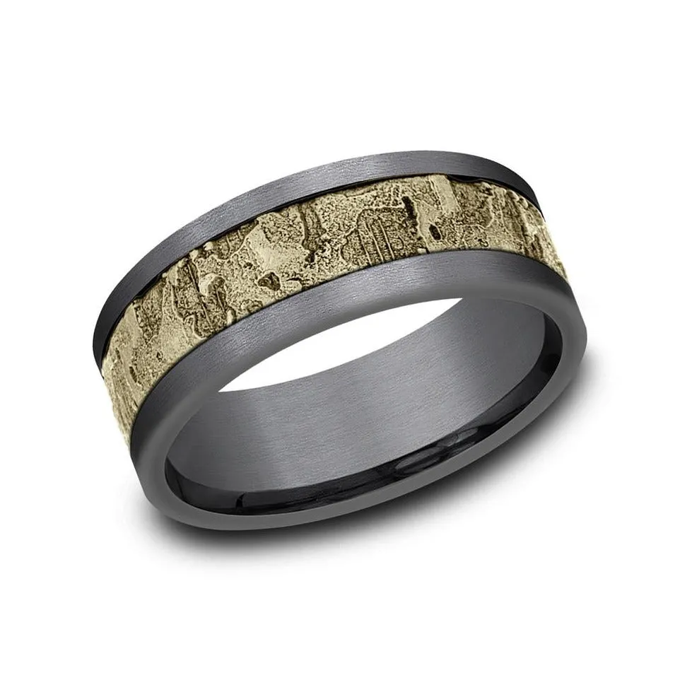 Benchmark Tantalum and 14k Yellow Gold 8mm Wedding Band