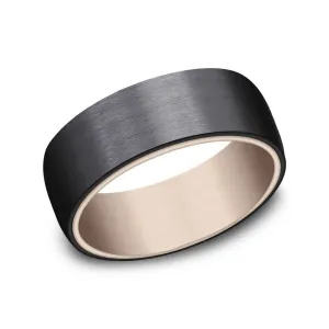 Benchmark Titanium and 14k Rose Gold 8mm Wedding Band