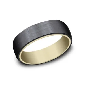 Benchmark Titanium and 14k Yellow Gold 6.5 mm Wedding Band