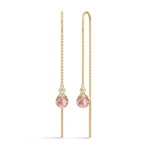 Berry Chain Gold Plated Earrings w. Turmalin Rose Zirconia