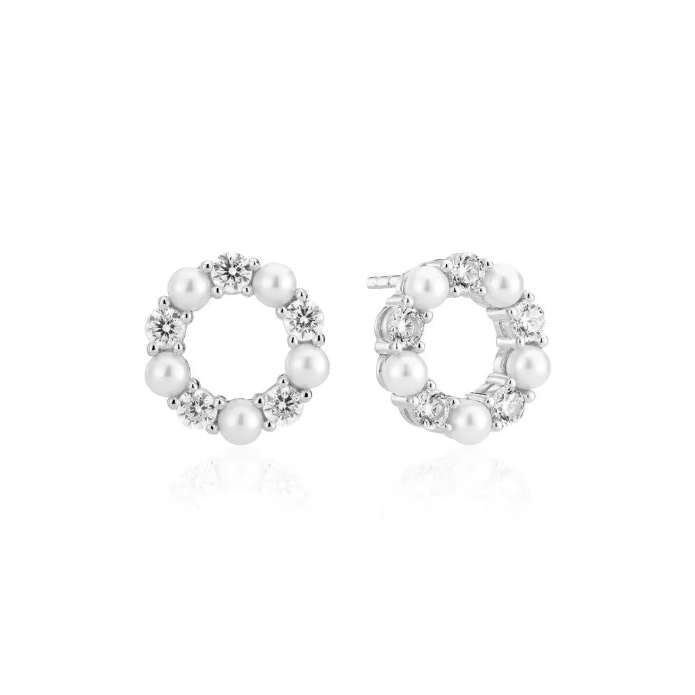 Biella Perla Silver Earrings w. Zirconia & Pearl