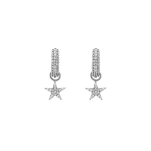 Black Ruthenium on Silver Huggie w. Star Pendants