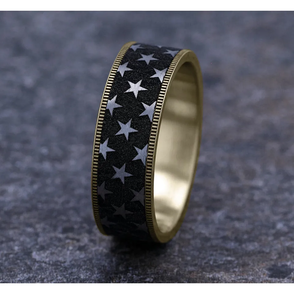 Brook & Branch "The Anthem" 14K Yellow Gold & Tantalum Star Wedding Band