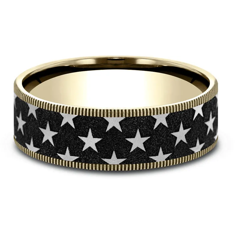 Brook & Branch "The Anthem" 14K Yellow Gold & Tantalum Star Wedding Band
