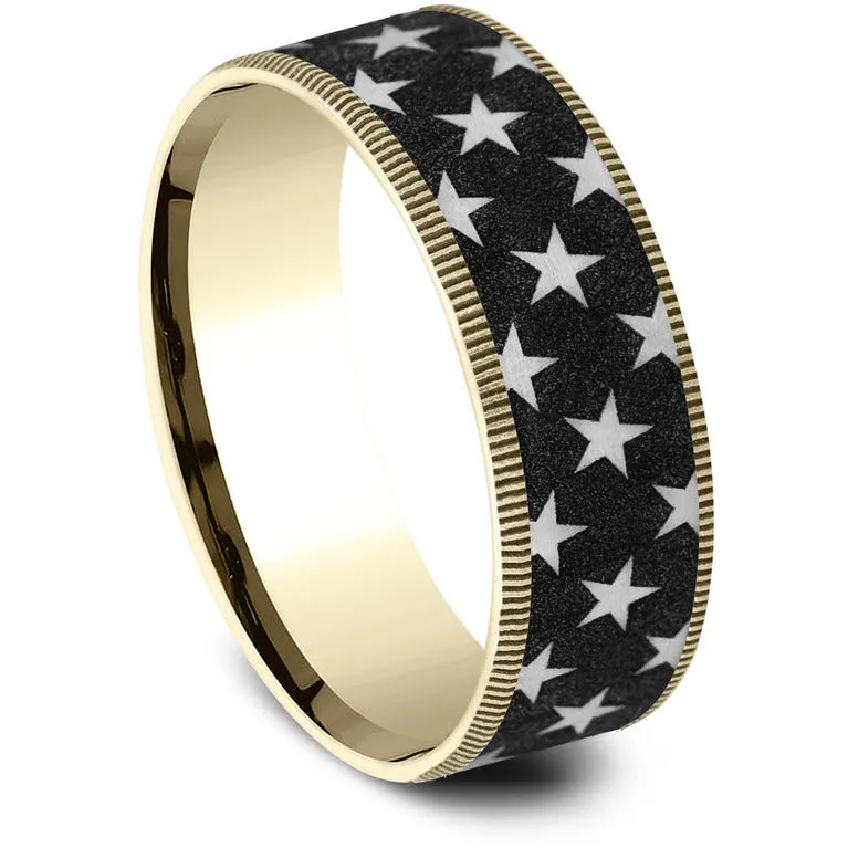 Brook & Branch "The Anthem" 14K Yellow Gold & Tantalum Star Wedding Band