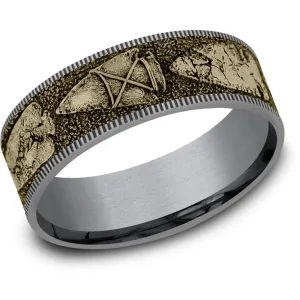 Brook & Branch "The Arrowhead" 14K Yellow Gold & Tantalum Wedding Band