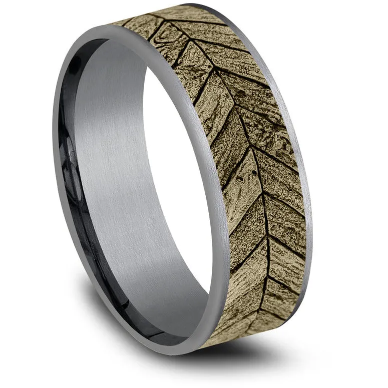 Brook & Branch "The Chevron" 14K Yellow Gold & Tantalum Wedding Band