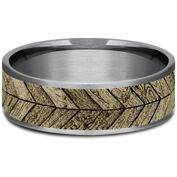 Brook & Branch "The Chevron" 14K Yellow Gold & Tantalum Wedding Band
