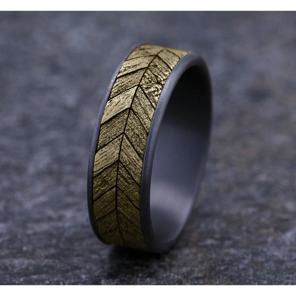 Brook & Branch "The Chevron" 14K Yellow Gold & Tantalum Wedding Band