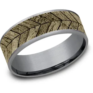 Brook & Branch "The Chevron" 14K Yellow Gold & Tantalum Wedding Band