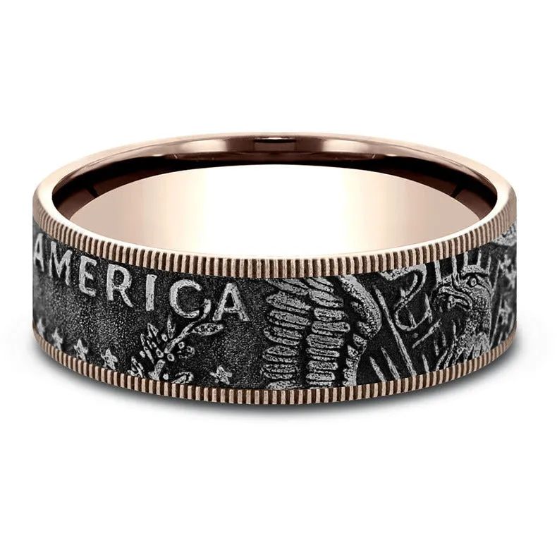 Brook & Branch "The Kennedy" 14K Rose Gold & Tantalum Wedding Band