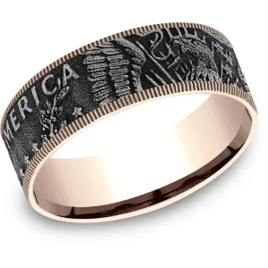 Brook & Branch "The Kennedy" 14K Rose Gold & Tantalum Wedding Band