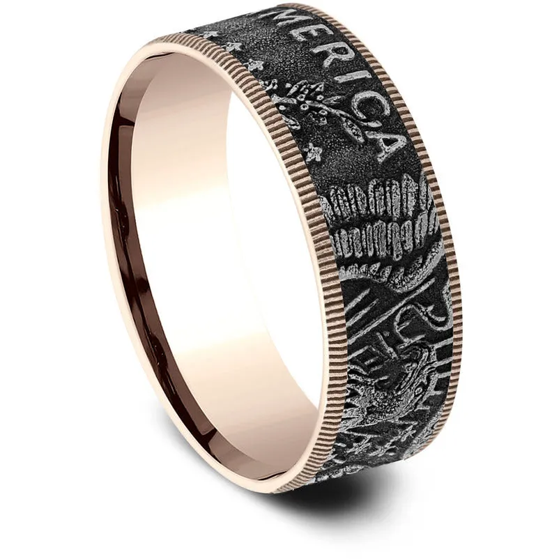 Brook & Branch "The Kennedy" 14K Rose Gold & Tantalum Wedding Band