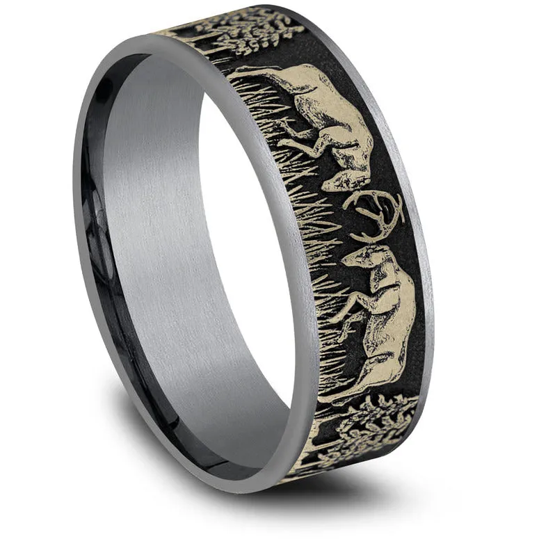 Brook & Branch "The Rut" 14K Yellow Gold & Tantalum Wedding Band