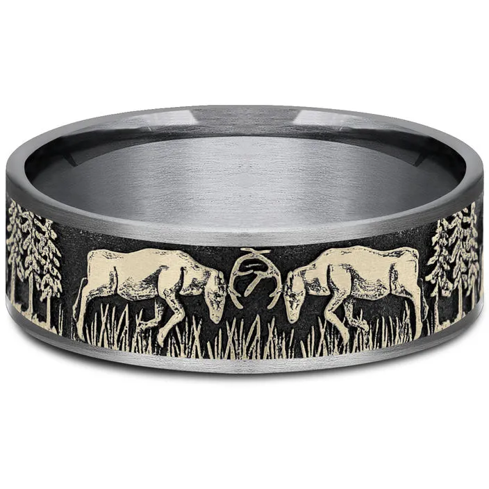 Brook & Branch "The Rut" 14K Yellow Gold & Tantalum Wedding Band