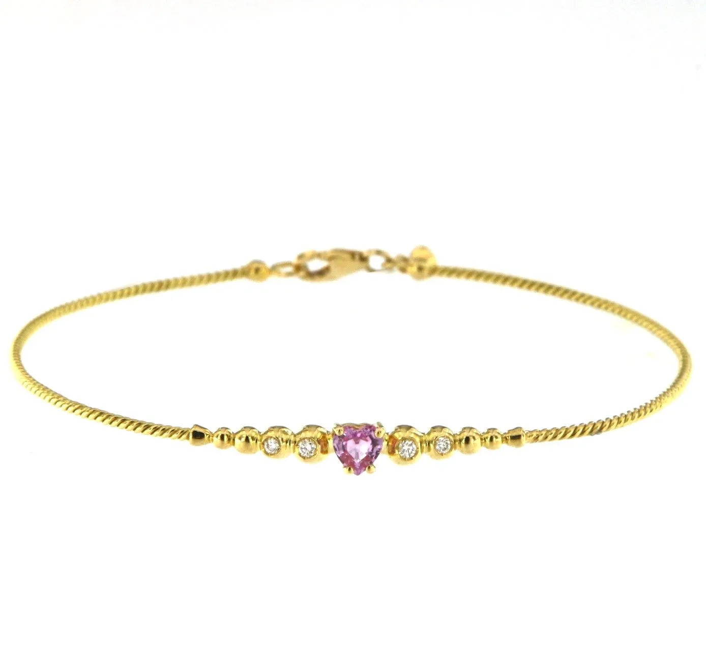 Bubble 18K Gold Bracelet w. Diamonds & Pink Sapphire