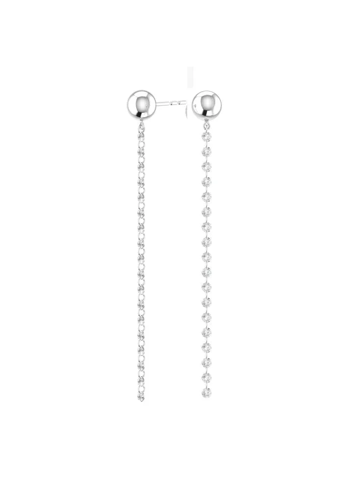 Cascade Nude 18K Whitegold Earrings w. Lab-Grown Diamonds