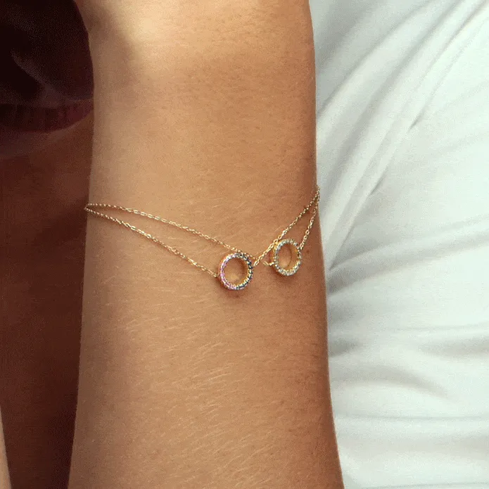 Claire 18K Gold Bracelet w. Green & White Diamonds