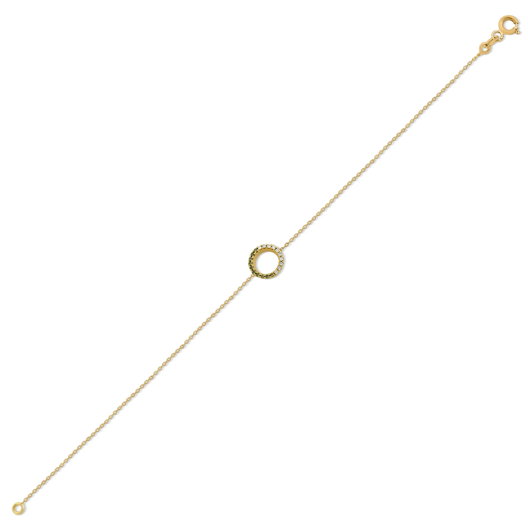 Claire 18K Gold Bracelet w. Green & White Diamonds
