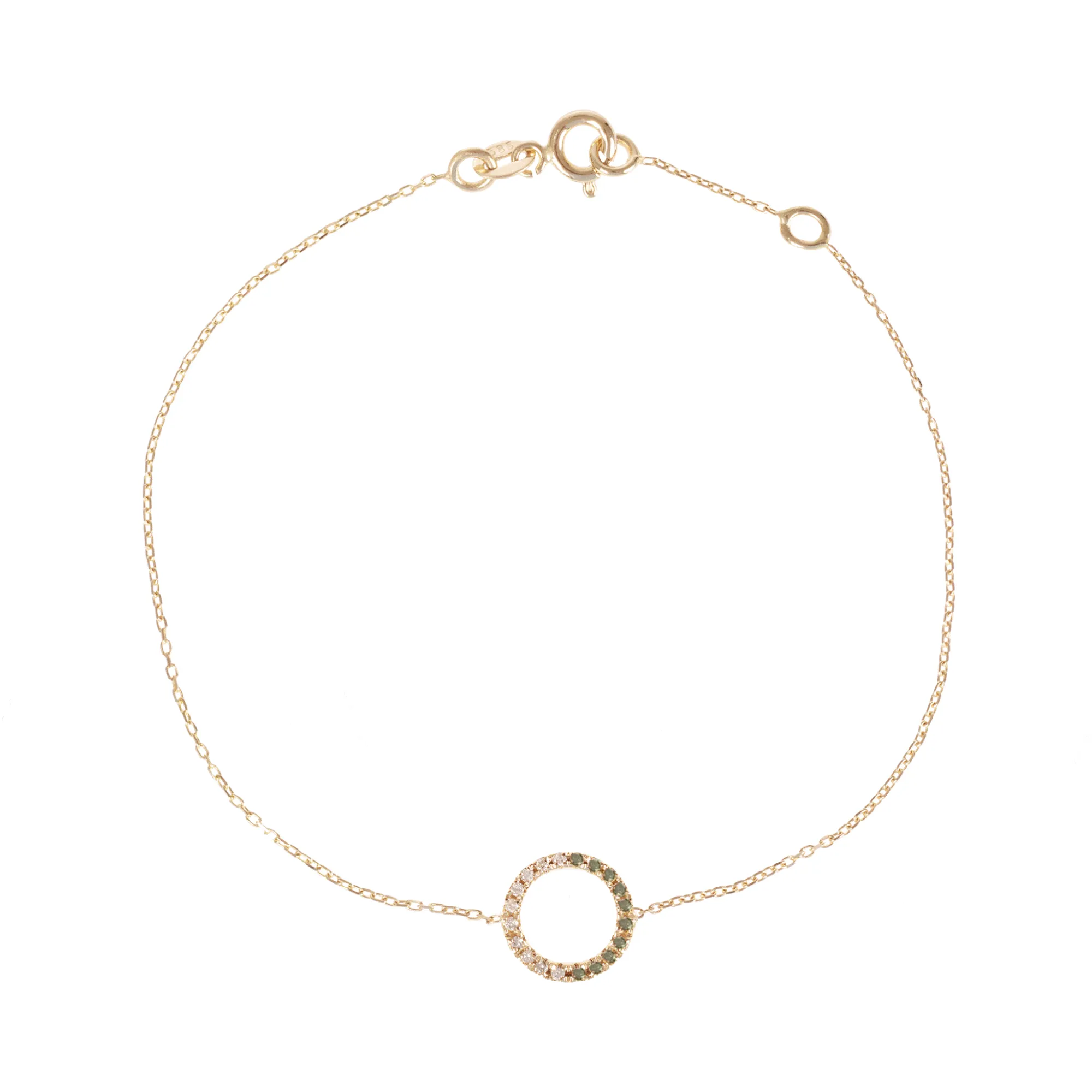 Claire 18K Gold Bracelet w. Green & White Diamonds