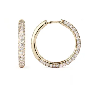 Classic Pavé 21 mm 18K Gold Hoops w. Diamonds