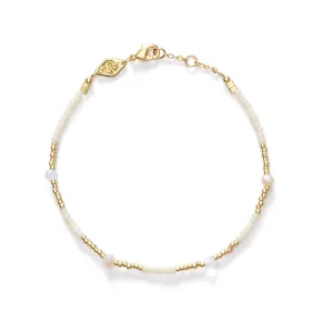 Clemence Gold Plated Bracelet w. Ecru Beads
