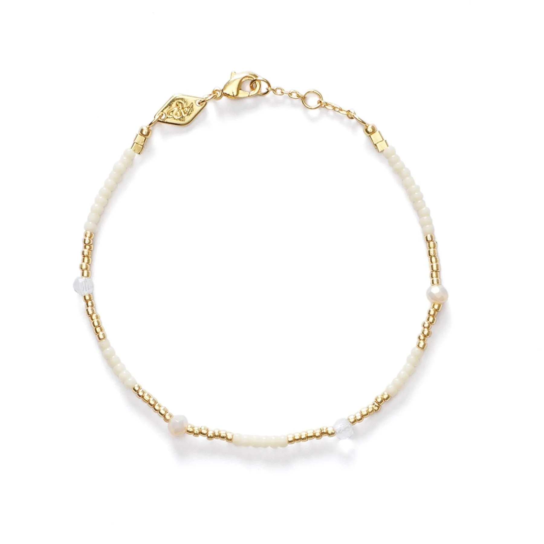 Clemence Gold Plated Bracelet w. Ecru Beads