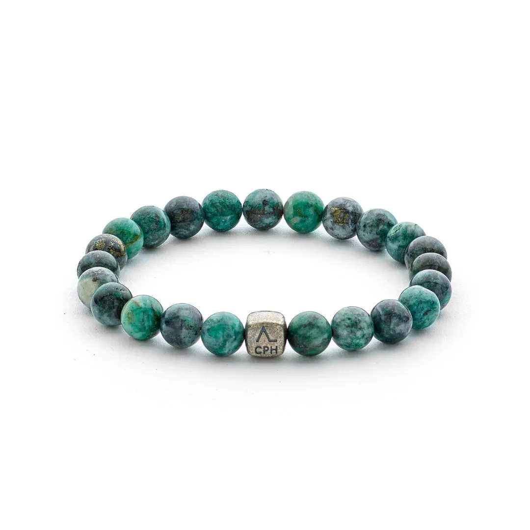 ColorUp Dioptase 8mm Silver Bracelet