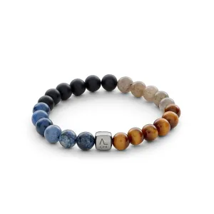 ColorUp Goa (8mm) Silver Bracelet w. Onyx, Tiger's Eye & Laboradorite