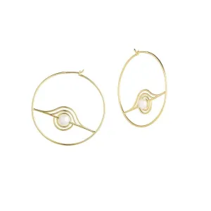 Cosmo Blazar Hoop 18K Gold Plated Hoops w. Pearl